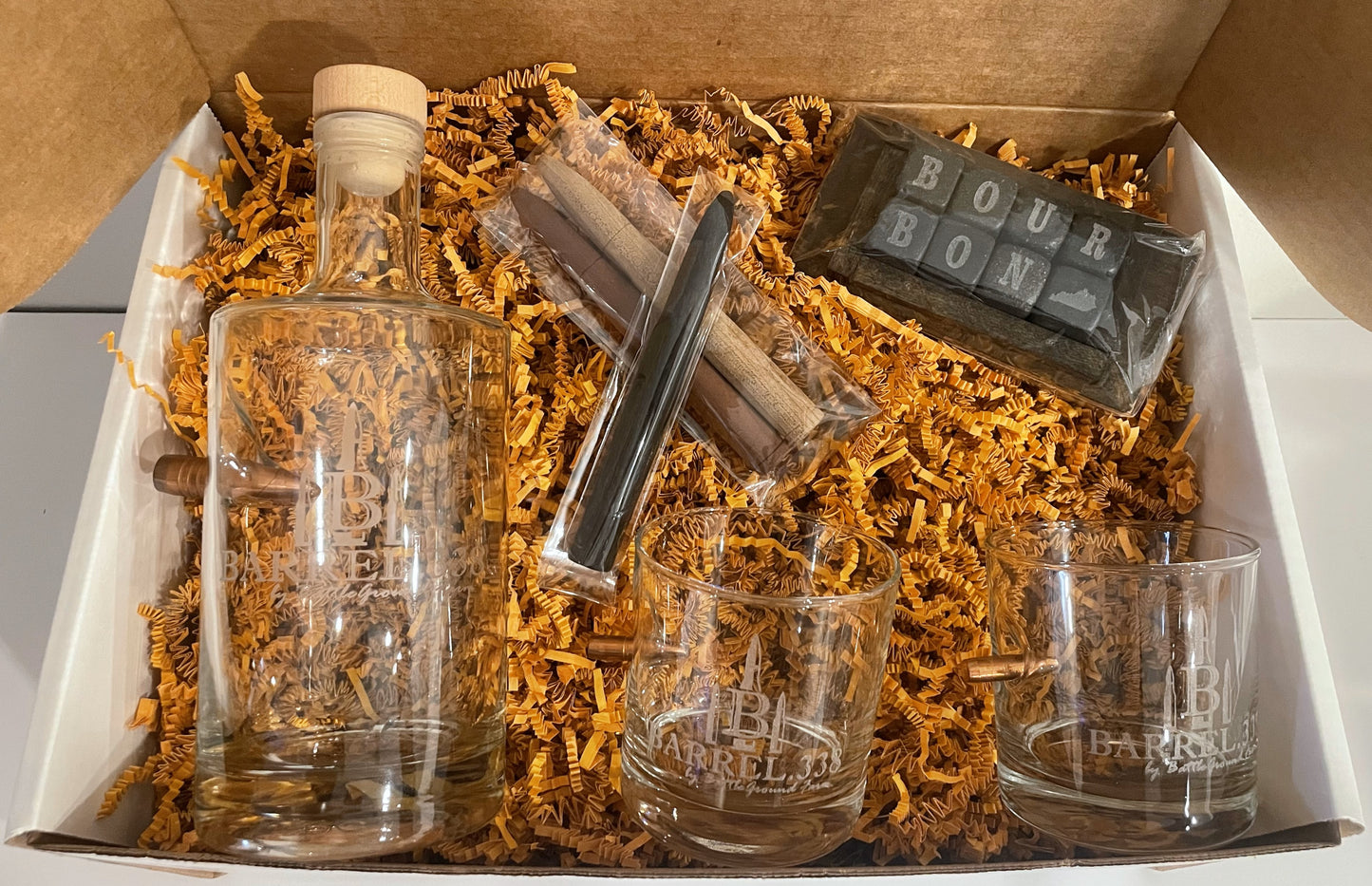 Premium Decanter Gift Box with Rocks Glasses and Bourbon Stones