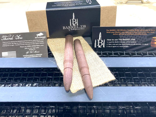 Custom Premium Oak, Maple, or Cherry Bourbon Staves - Smoothing & Aging | BARREL.338 by BattleGround Farm (Double Shot)