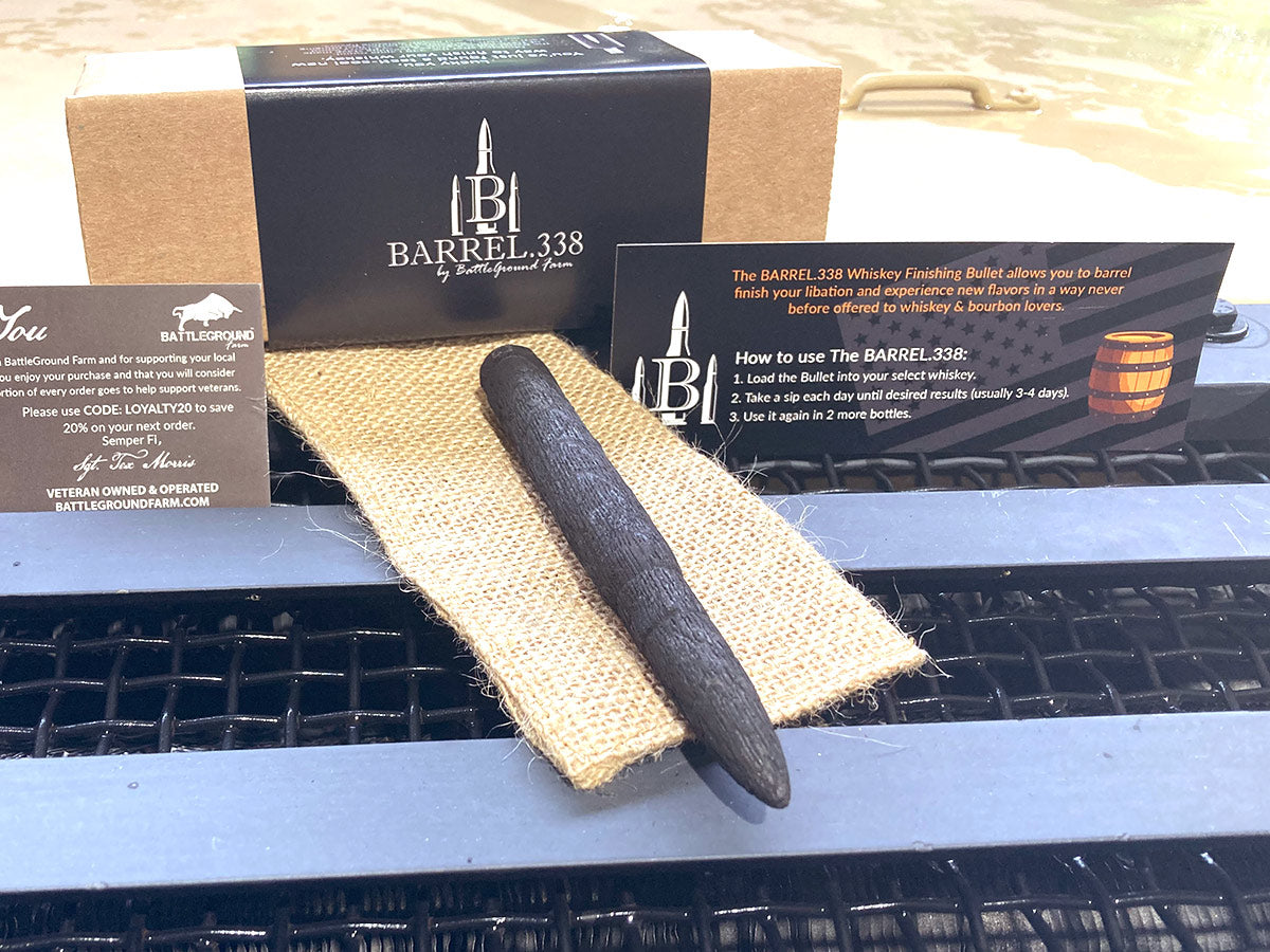 Premium Charred Oak Bourbon Staves - Smoothing & Aging | BARREL.338 by BattleGround Farm (Single Shot)
