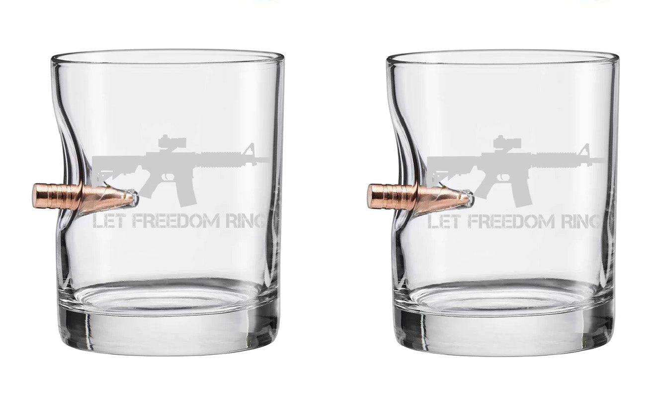 Premium Bourbon Rocks Glass Set (2) | Let Freedom Ring