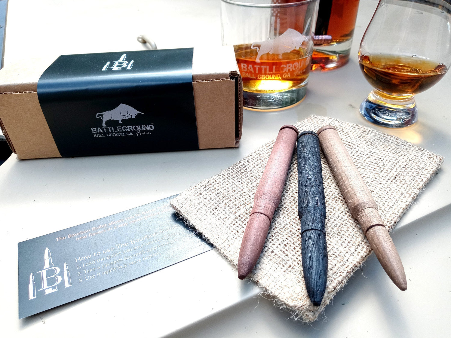 Bourbon Bottle Aging Staves triple shot gift box