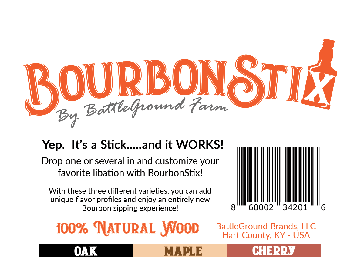Premium Oak, Maple, & Cherry Bourbon Staves - Smoothing & Aging | BourbonStix by BattleGround Farm (3-pack)