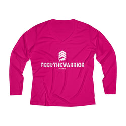 Women's Long Sleeve Performance V-neck Tee- Feed The Warrior