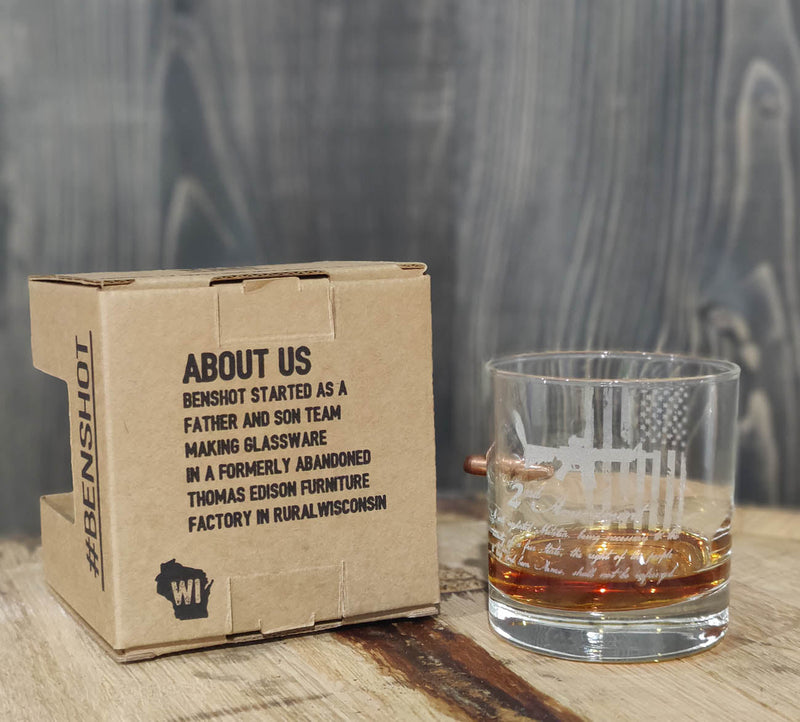 Whiskey Glass Set (2) 2nd Amendment -11oz Rocks W/ 308 Bullet