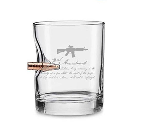 Whiskey Glass Set (2) 2nd Amendment -11oz Rocks W/ 308 Bullet