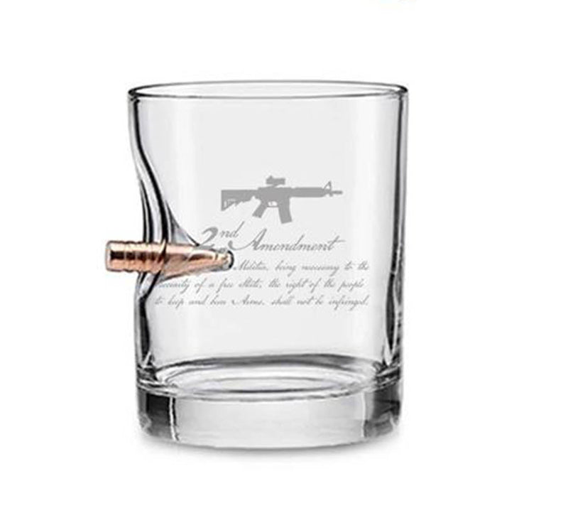 Whiskey Glass Set (2) 2nd Amendment -11oz Rocks W/ 308 Bullet