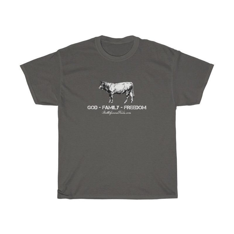 GOD FAMILY FREEDOM Bull - Men's Cotton TShirt