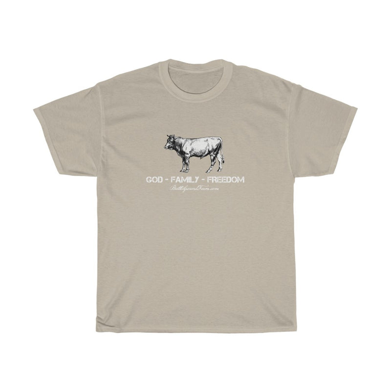 GOD FAMILY FREEDOM Bull - Men's Cotton TShirt