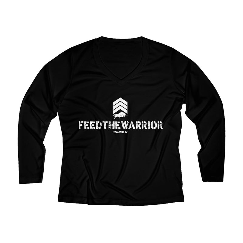 Women's Long Sleeve Performance V-neck Tee- Feed The Warrior
