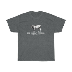 GOD FAMILY FREEDOM Bull - Men's Cotton TShirt