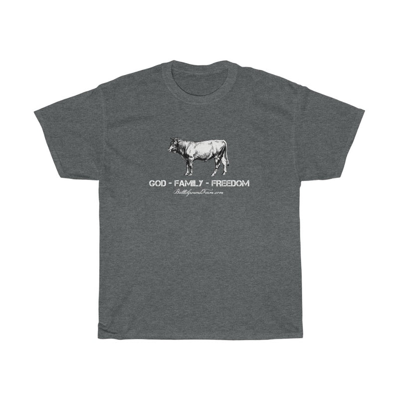 GOD FAMILY FREEDOM Bull - Men's Cotton TShirt