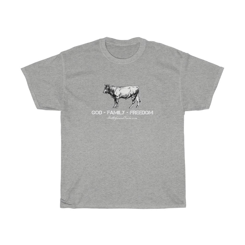 GOD FAMILY FREEDOM Bull - Men's Cotton TShirt