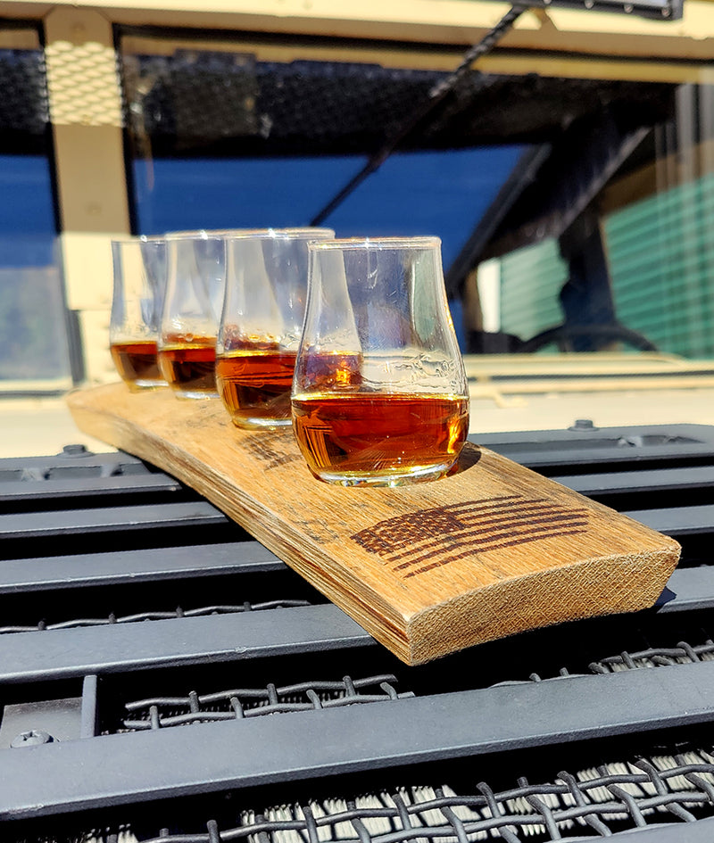 Bourbon Flight Serving Tray & Nosing Glasses (4)