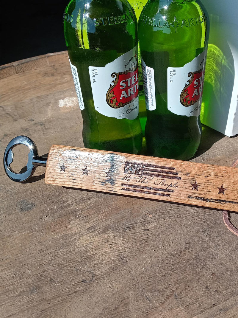 Engraved Bottle Openers - Made from Whiskey Barrel Staves