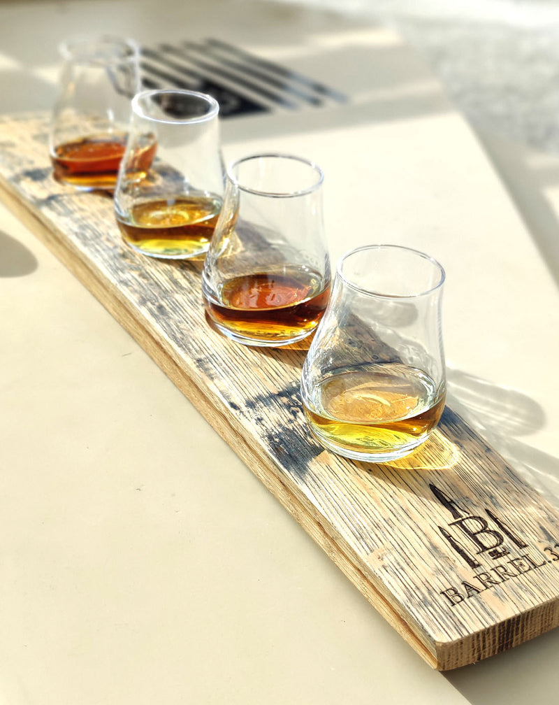 Bourbon Flight Serving Tray & Nosing Glasses (4)