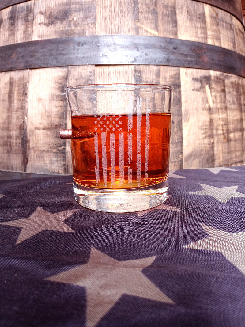 Whiskey Glass Set (2) 2nd Amendment -11oz Rocks W/ 308 Bullet