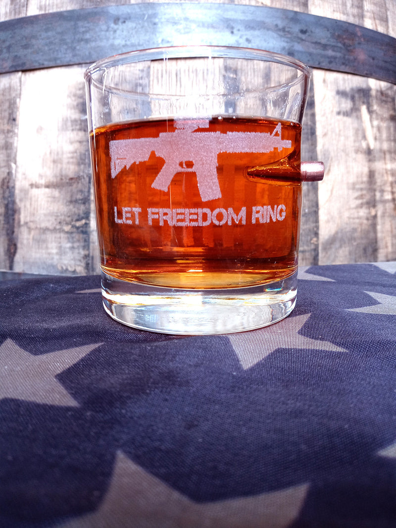 Let Freedom Ring - Whiskey Glass- 11oz Rocks W/ 308 Bullet