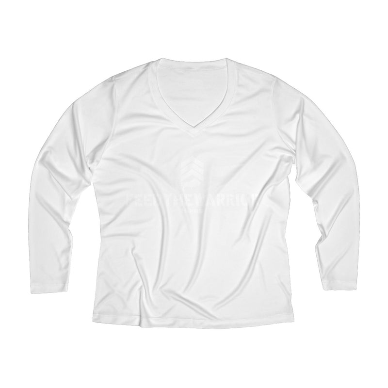 Women's Long Sleeve Performance V-neck Tee- Feed The Warrior